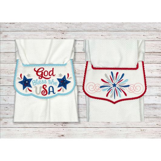 ITH Patriotic Wrap Around Towel Topper | Machine Embroidery Designs by JuJu