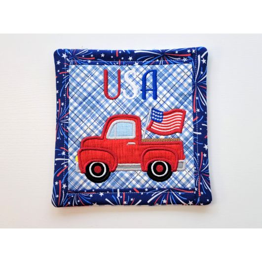 ITH Patriotic Truck Pot Holder | Machine Embroidery Designs by JuJu