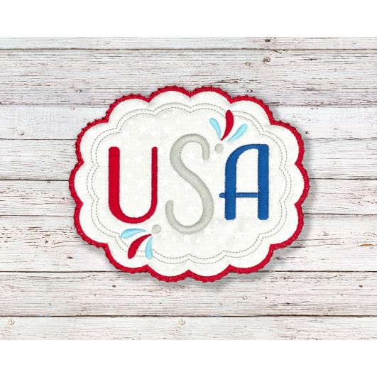 ITH Patriotic USA Mug Rug | Machine Embroidery Designs by JuJu