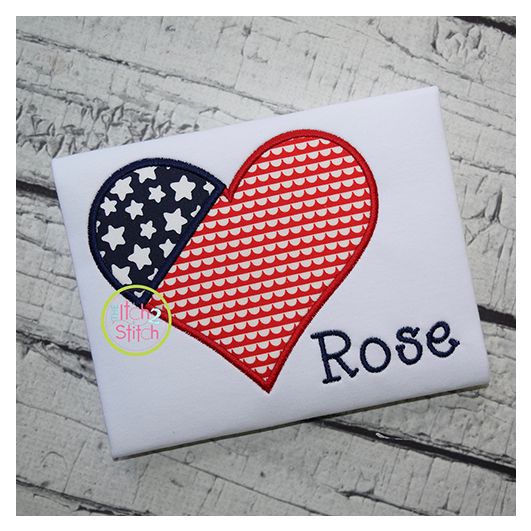 Patriotic Heart Applique | Machine Embroidery Designs by JuJu