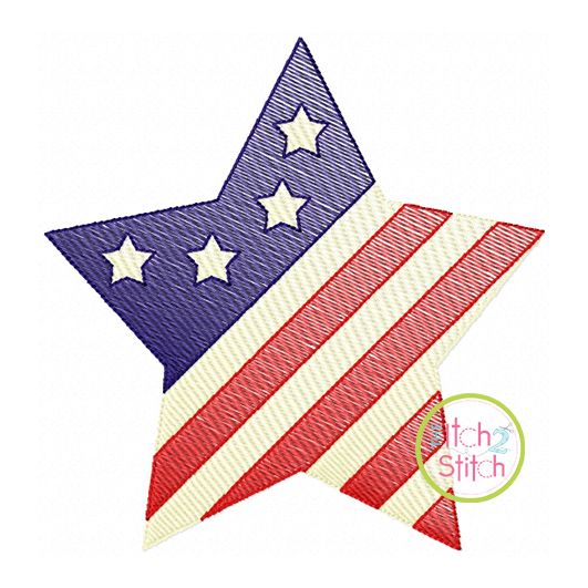 Patriotic Star Sketch Embroidery | Machine Embroidery Designs by JuJu