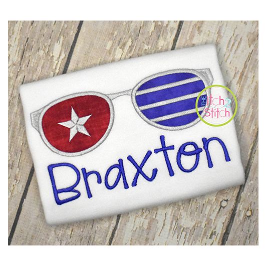 Patriotic Sunglasses Applique | Machine Embroidery Designs by JuJu