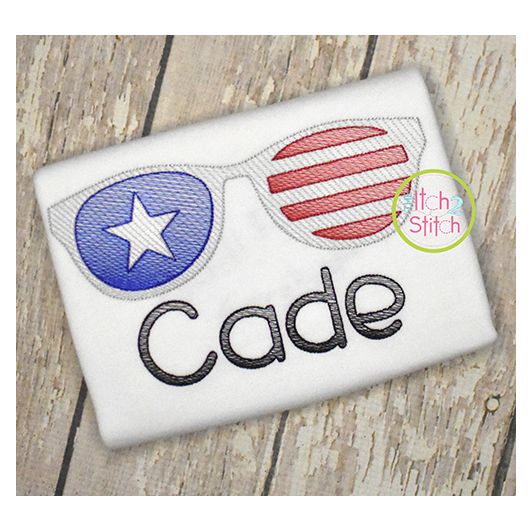 Patriotic Sunglasses Sketch | Machine Embroidery Designs by JuJu
