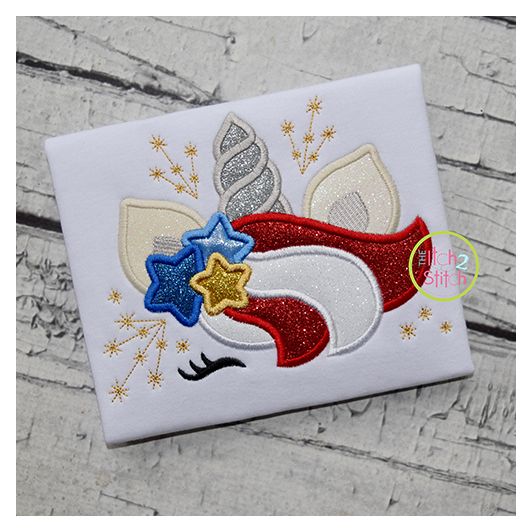 Patriotic Unicorn Horn Applique | Machine Embroidery Designs by JuJu