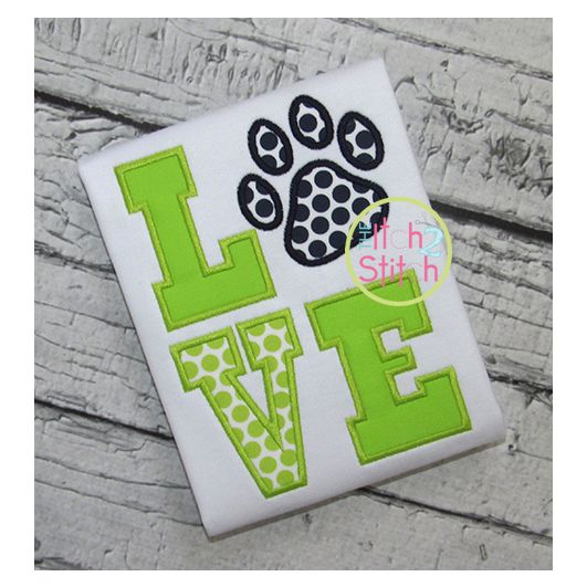 Paw Print LOVE Applique | Machine Embroidery Designs by JuJu