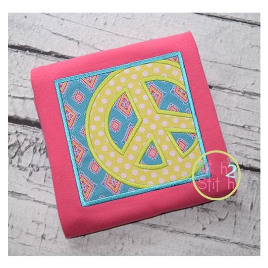 Peace Sign Box Applique | Machine Embroidery Designs by JuJu