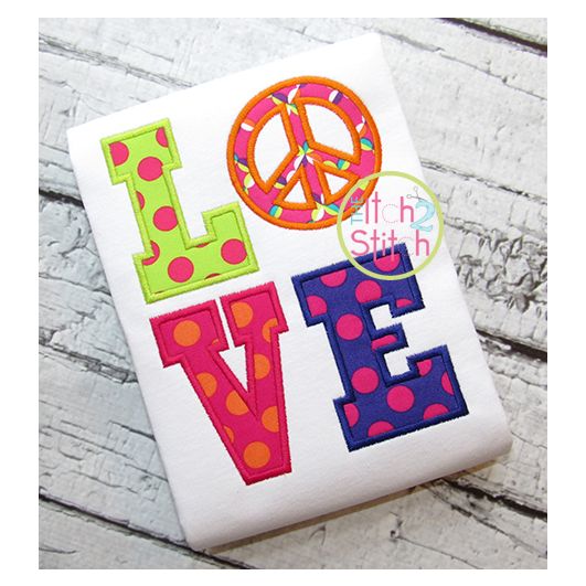 Peace Sign LOVE Applique | Machine Embroidery Designs by JuJu