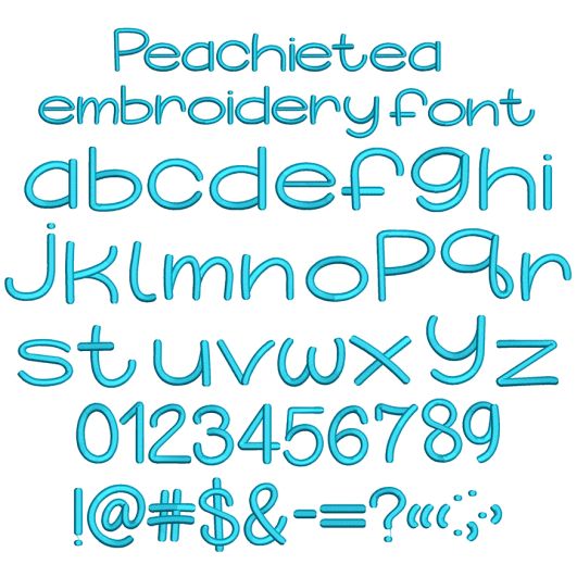 Peachie Tea Font Digital Embroidery Machine Designs by JuJu