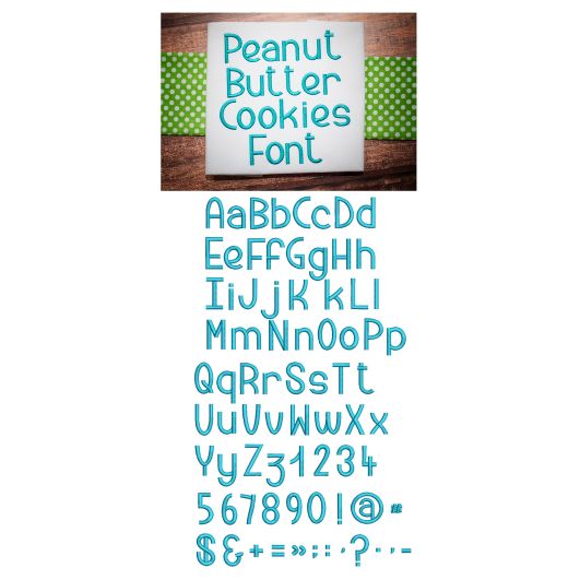 Peanut Butter Cookies Embroidery Font Machine Embroidery Designs by JuJu