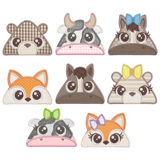 Peeker Animals 3 Machine Embroidery Designs by JuJu