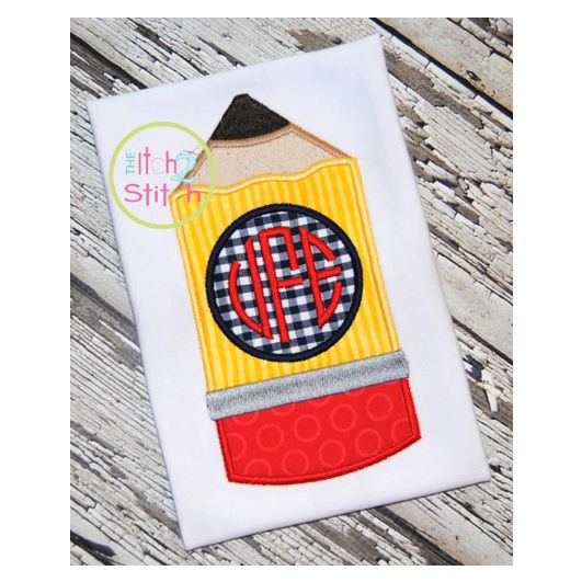 Pencil Monogram Applique | Machine Embroidery Designs by JuJu