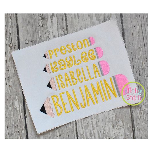 Pencil Name Frame Embroidery | Machine Embroidery Designs by JuJu