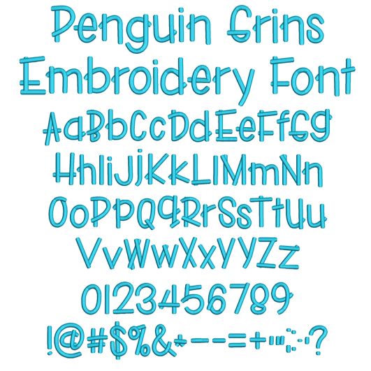 Penguin Grins Embroidery Font | Machine Embroidery Designs by JuJu