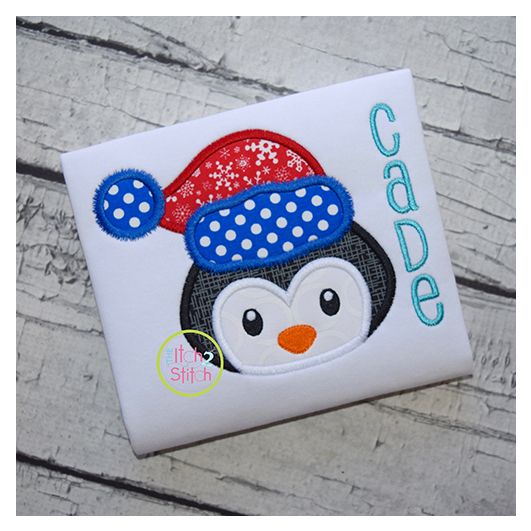 Winter Penguin Face Boy Applique | Machine Embroidery Designs by JuJu