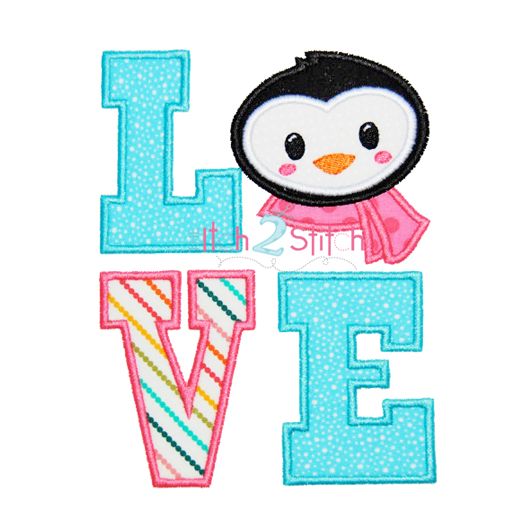 Penguin LOVE Applique | Machine Embroidery Designs by JuJu