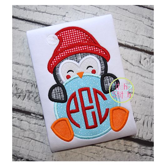 Penguin Peeker Boy Applique | Machine Embroidery Designs by JuJu
