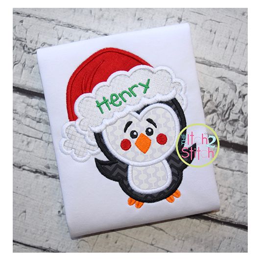 Penguin Santa Hat Applique | Machine Embroidery Designs by JuJu