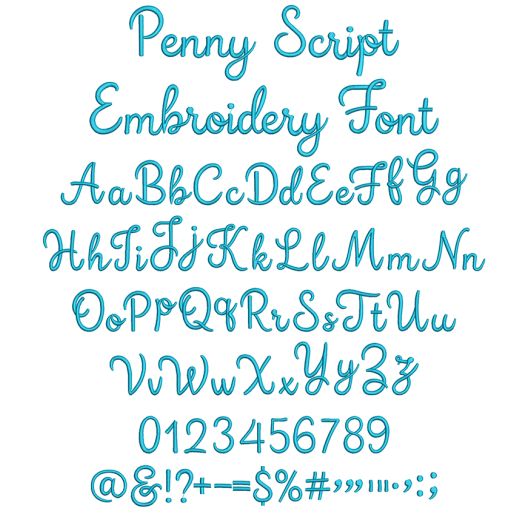 Penny Script Embroidery Font | Machine Embroidery Designs by JuJu