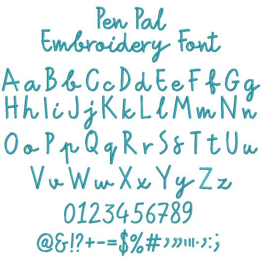 Pen Pal Embroidery Font | Machine Embroidery Designs by JuJu