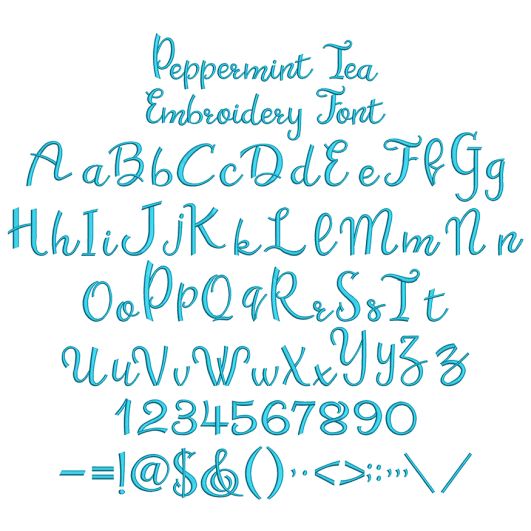 Peppermint Tea Embroidery Font | Machine Embroidery Designs by JuJu