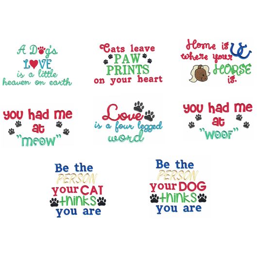 Pet Sayings Set 1 Machine Embroidery Designs by JuJu
