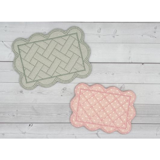 ITH Quilted Scallop Mug Rug | Machine Embroidery Designs by JuJu