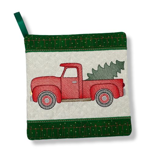 ITH Christmas Truck Pot Holder | Machine Embroidery Designs by JuJu