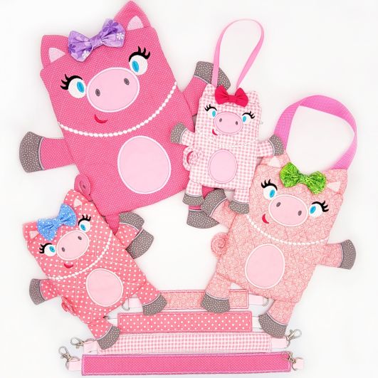 In The Hoop Pig Zipper Bag | Machine Embroidery Designs by JuJu