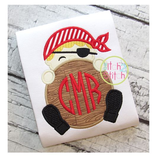 Pirate Monogram Peeker Applique | Machine Embroidery Designs by JuJu