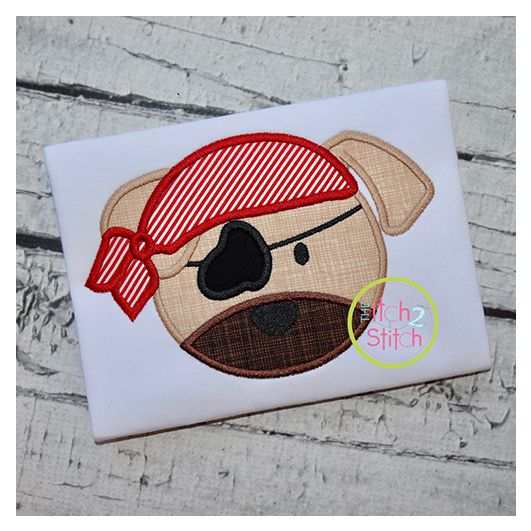 Pirate Puppy Dog Face Applique | Machine Embroidery Designs by JuJu