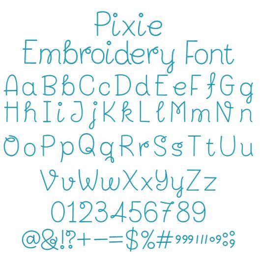 Pixie Embroidery Font