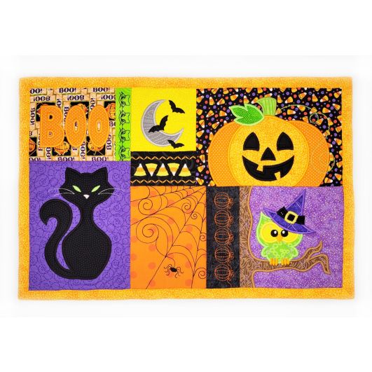 In The Hoop Halloween Placemat 1 | Machine Embroidery Designs by JuJu