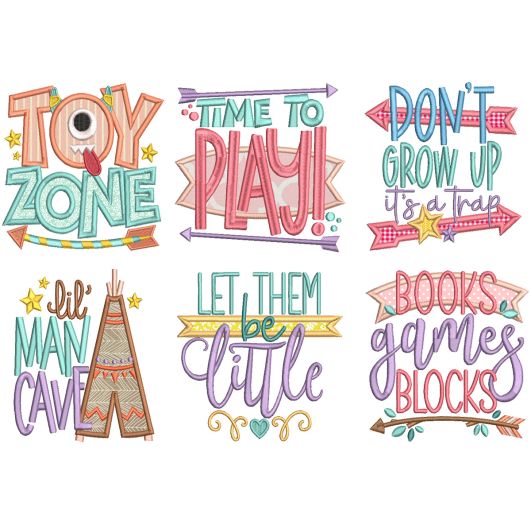 Playroom Word Art Machine Embroidery Designs by JuJu

