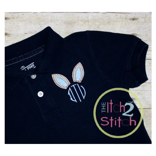 Bunny Ears Applique Monogram Frame (Font NOT included) | Machine Embroidery Designs by JuJu
