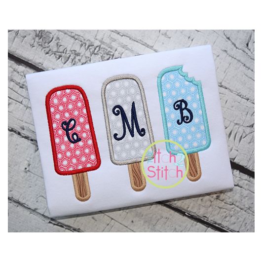Popsicle Trio Applique | Machine Embroidery Designs by JuJu