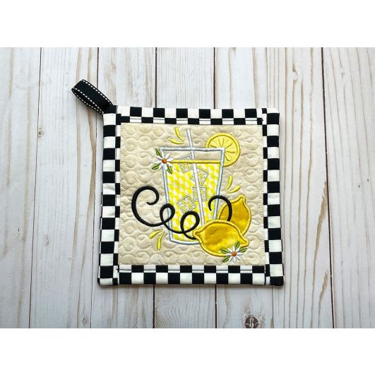 ITH Fresh Lemons Pot Holder 2 | Machine Embroidery Designs by JuJu