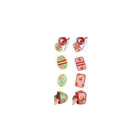 ITH Oven Mitt Potholders 1 | Machine Embroidery Designs by JuJu