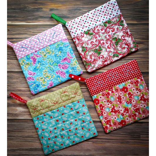 ITH Potholders Series 2 | Machine Embroidery Designs by JuJu