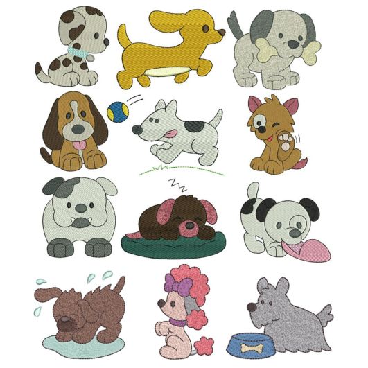 Precious Puppies Filled | Machine Embroidery Designs by JuJu