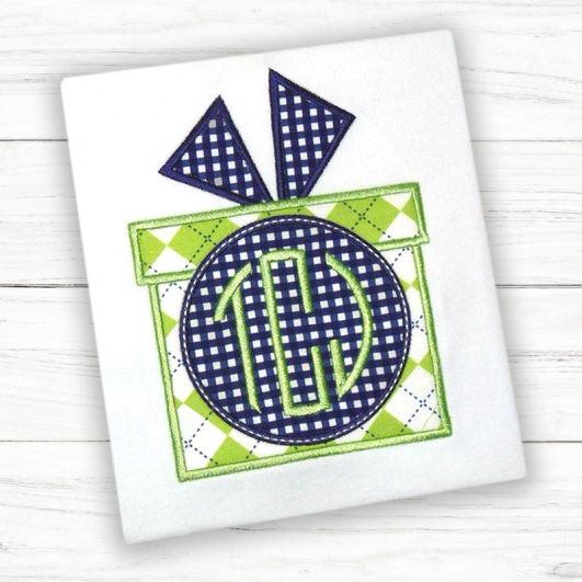 Present Circle Bow Applique | Machine Embroidery Designs by JuJu