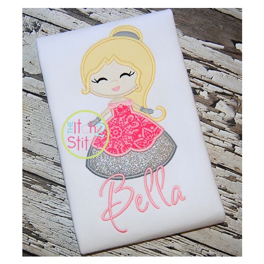 Princess 2 Applique | Machine Embroidery Designs by JuJu