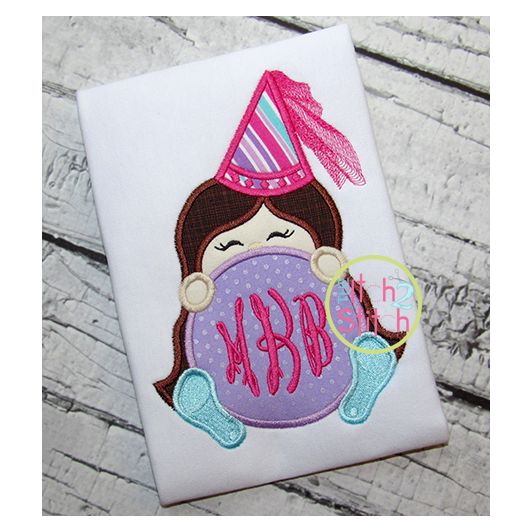 Princess Cone Monogram Peeker Applique | Machine Embroidery Designs by JuJu
