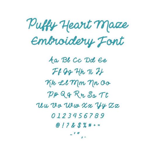 Puffy Heart Maze Embroidery Font