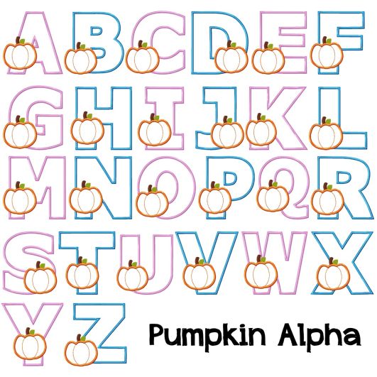 Pumpkin Alphabet | Machine Embroidery Designs by JuJu