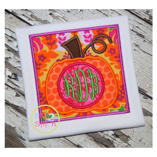 Pumpkin Box Monogram Applique | Machine Embroidery Designs by JuJu