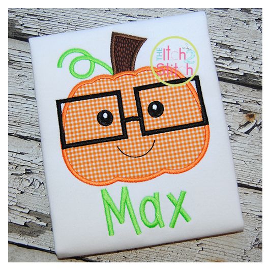 Pumpkin Glasses Boy Applique | Machine Embroidery Designs by JuJu
