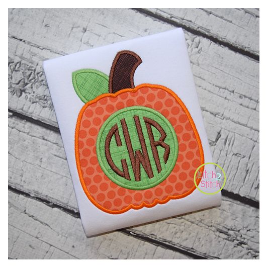 Pumpkin for Monogram Applique | Machine Embroidery Designs by JuJu