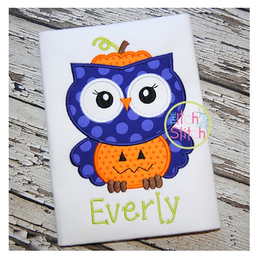 Owl Pumpkin Applique | Machine Embroidery Designs by JuJu
