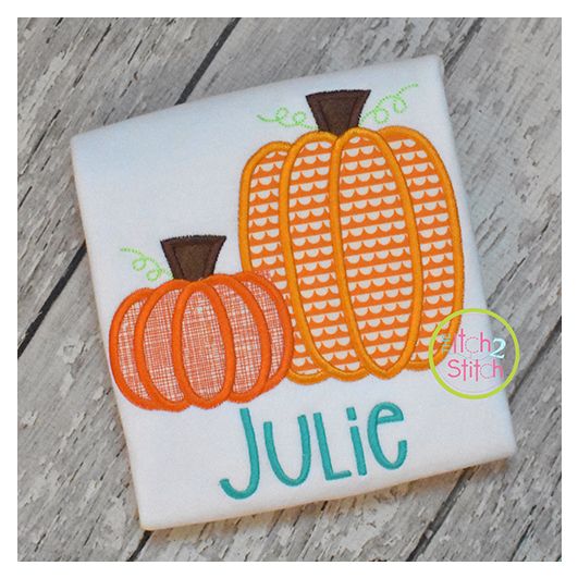 Pumpkin Pair Applique | Machine Embroidery Designs by JuJu