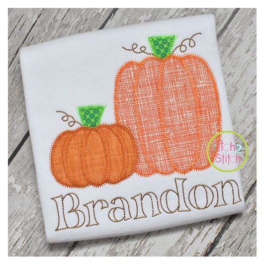 Pumpkin Pair Zig Zag Applique | Machine Embroidery Designs by JuJu
